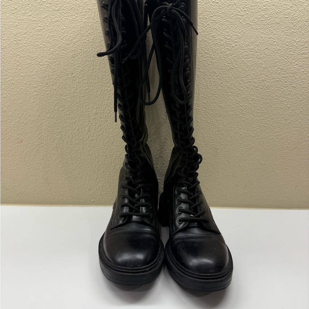 Zara Black Combat Lace-Up Boots